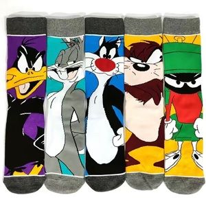 Cartoon Socks Pack of 5. Bugs Bunny, Sylvester cat, Daffy Duck, Taz…